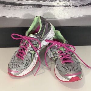 ASICS Women’s GT-1000 Gray Pink Green Running Shoes Sneakers T5A8N Sz 7